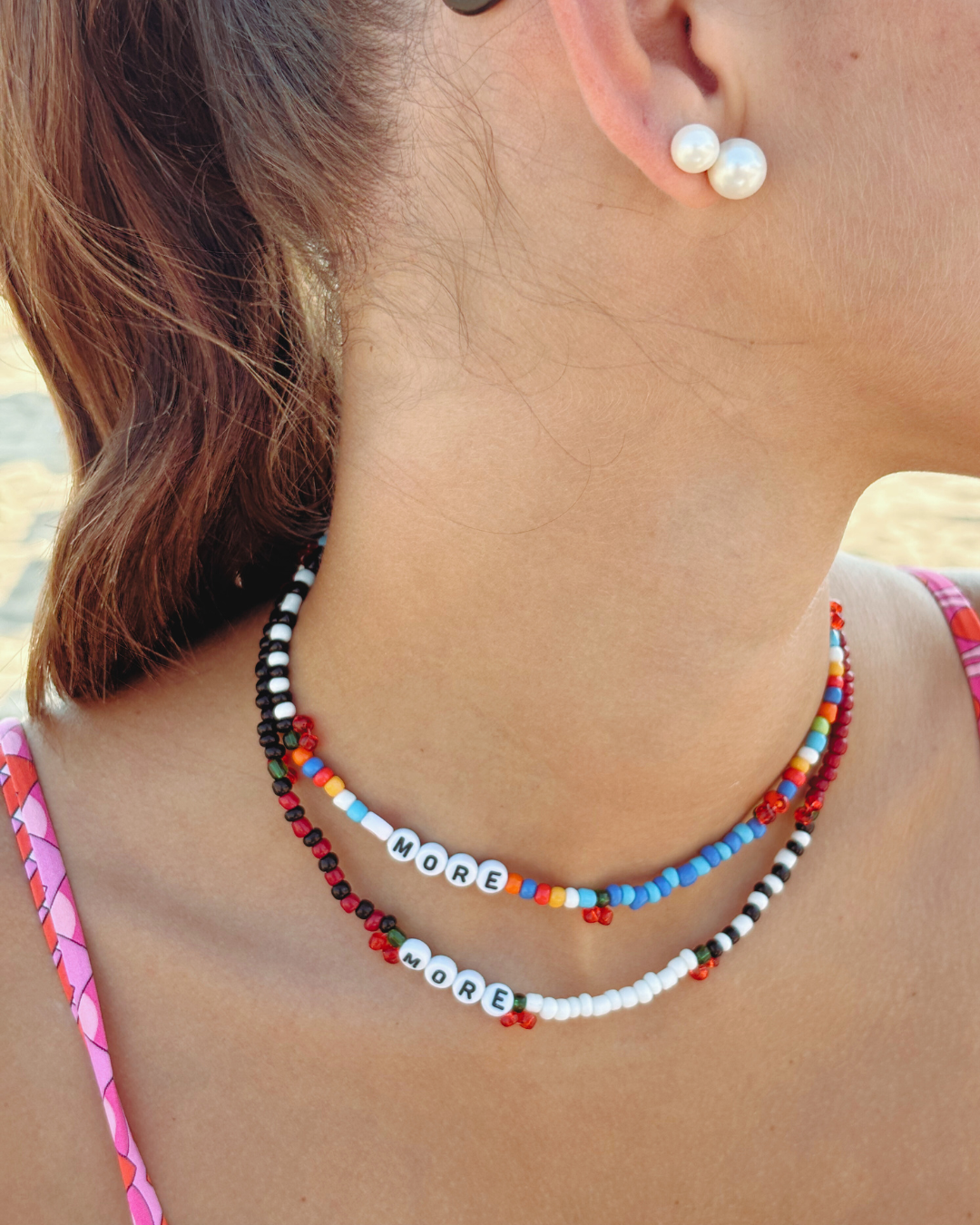 Summer Gems☀️ Red, Black and White Necklace